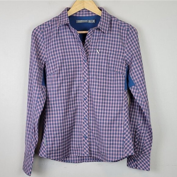 ICEBREAKER terra plaid long sleeve shirt merino wool S - Picture 15 of 15
